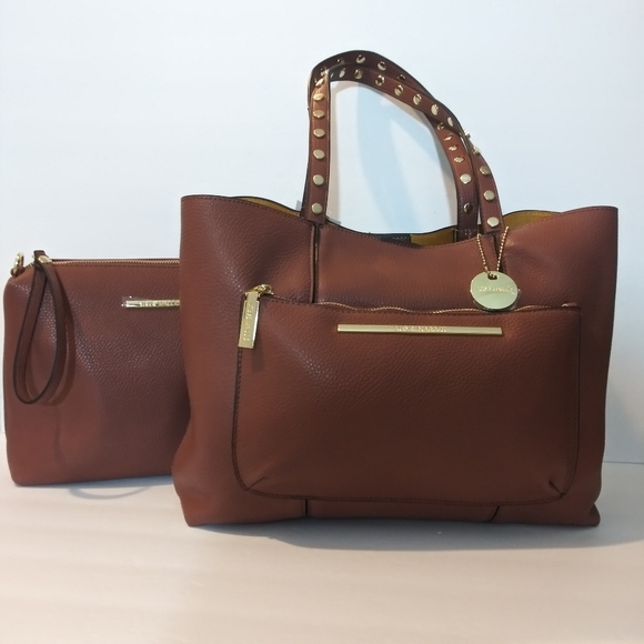 NWT STEVE MADDEN TOTE SHOULDER BAG & POUCH CLUTCH - Picture 7 of 8